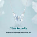 S925 sterling silver butterfly necklace with adjustable 41-50cm chain and ice rain pendant