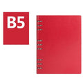 Loose-leaf business notebook with imitation leather cover in multiple colours, open to show beige paper.