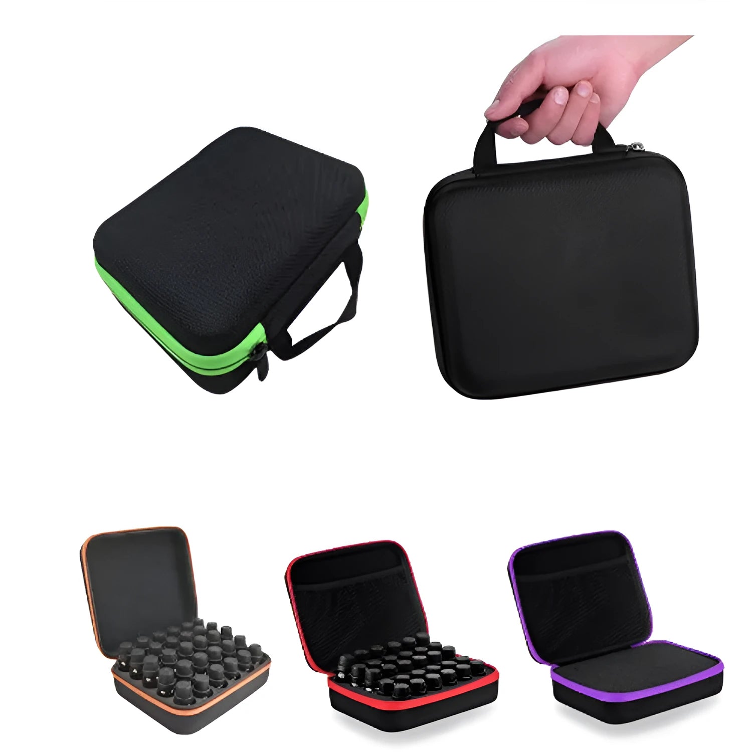 EVA essential oil storage bag with 30 compartments for 15 ml bottles in red colour