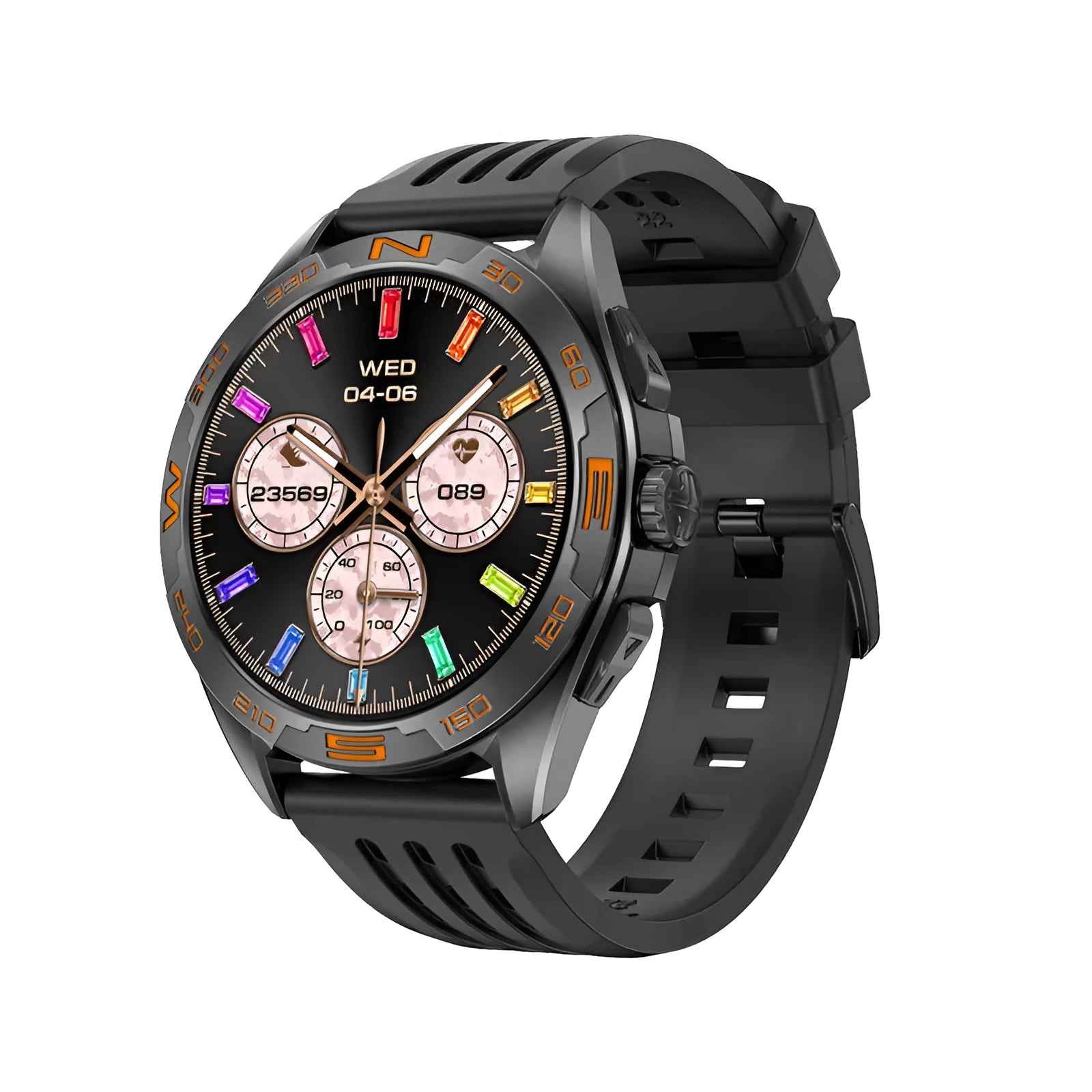 Smart watch with health monitoring functions and WhatsApp reply capability in four colour options
