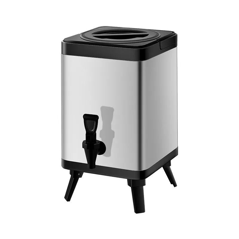 Silver stainless steel milk tea bucket with 8 litre capacity for commercial beverage service
