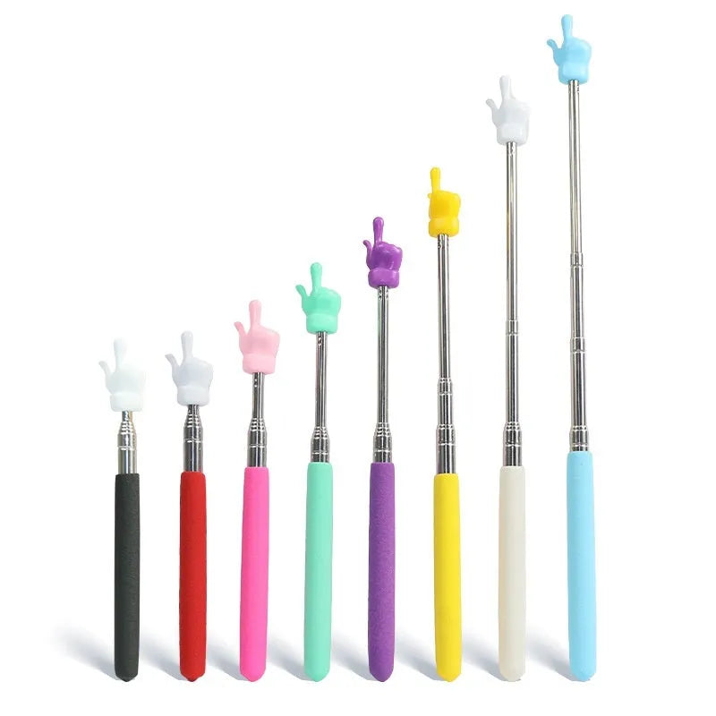 Retractable stainless steel teaching pointer with colourful tip for classroom reading