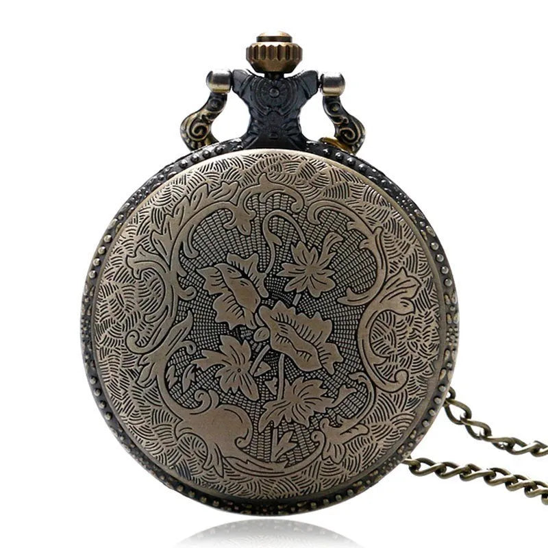 Bronze US Coast Guard 1790 pocket watch with chain, quartz movement, 4.8cm diameter