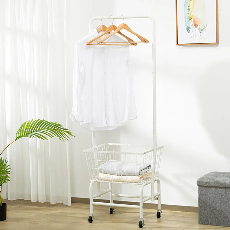 White single rod pulley clothes storage organiser mounted on a door for hanging trousers and ties.