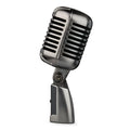 Retro-style wireless condenser microphone on a stand with a cardioid pickup pattern.