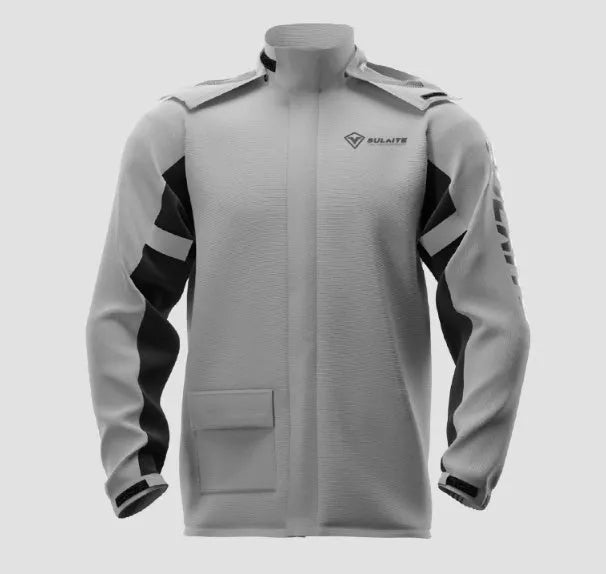 Adult motorcycle rain suit set with raincoat, rain pants, hidden shoe covers, and storage bag