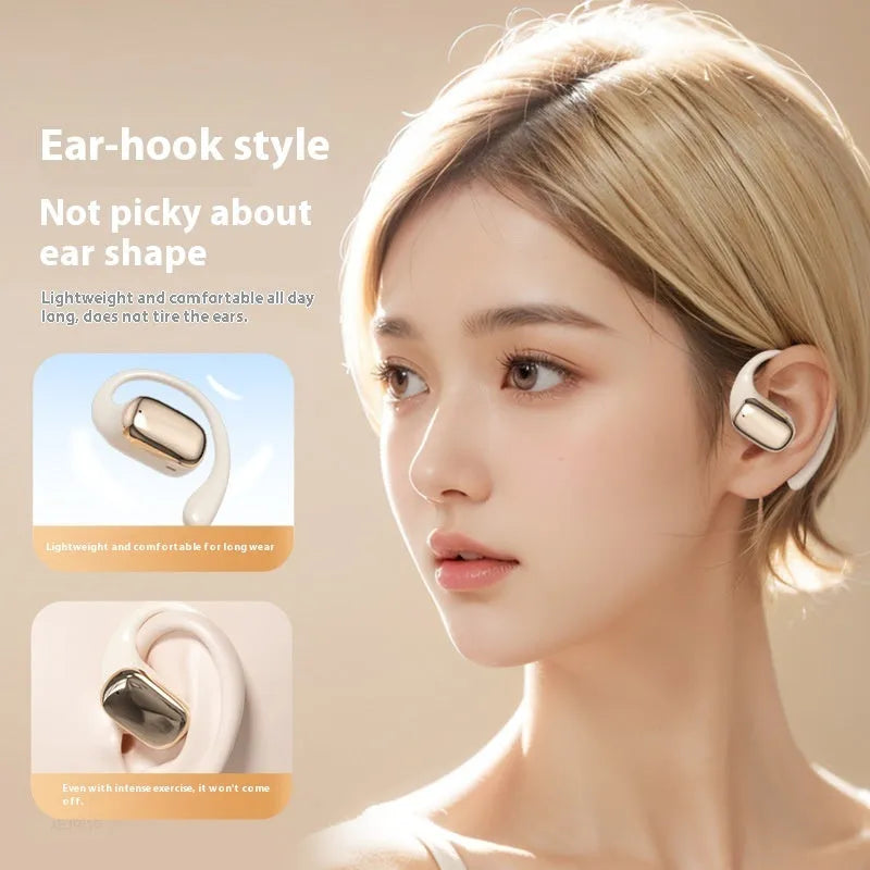 Wireless ear-mounted headphones with digital display screen in three colours