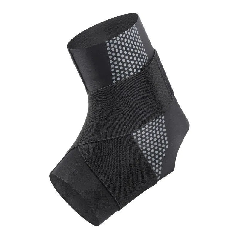 Black ankle support brace with Lycra fabric construction for sports protection