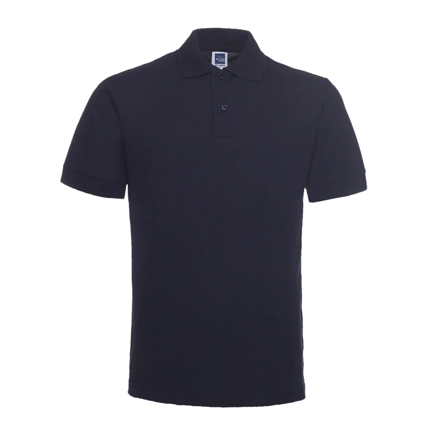 Men's plus size short sleeve polo shirt in a solid colour with a lapel collar, shown in a loose fit.