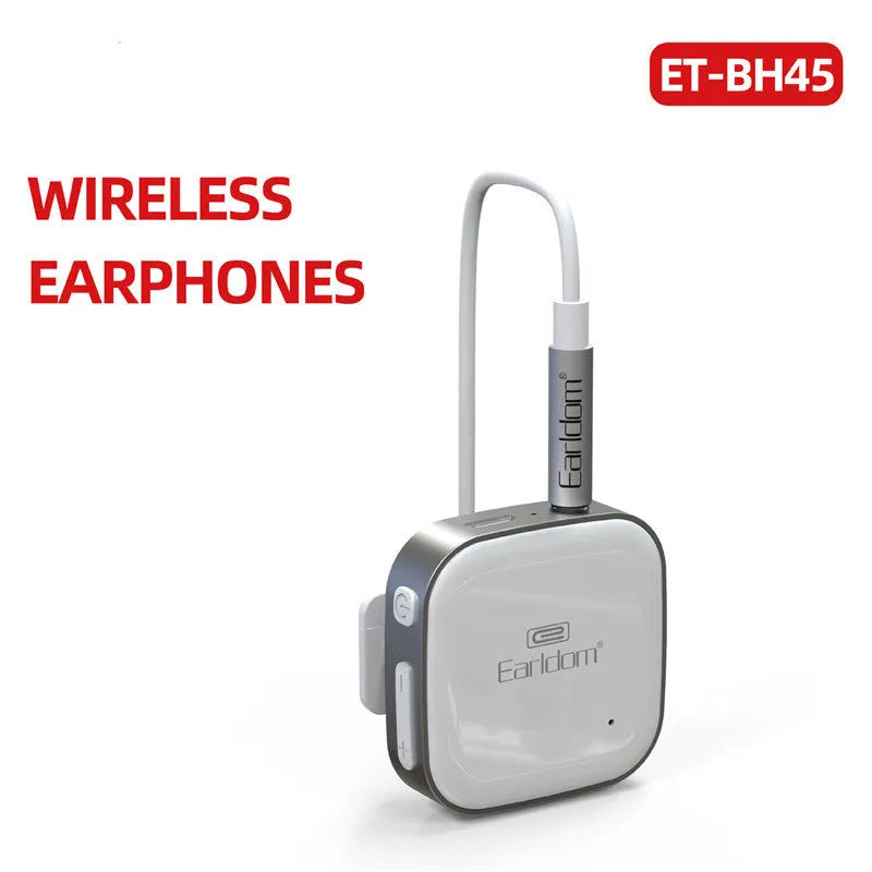 Black Bluetooth audio receiver headset with lavalier microphone for wireless calls and music