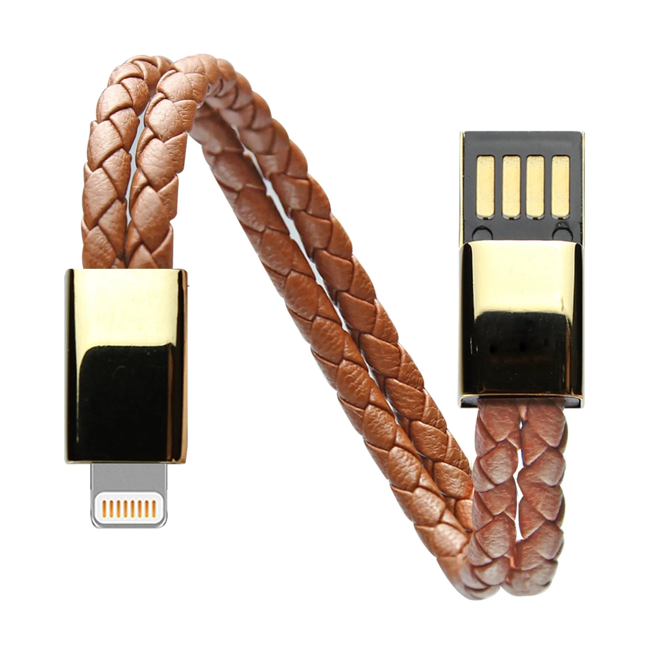 Bracelet cable with brown double line and gift box for charging data sync Android iPhone TypeC