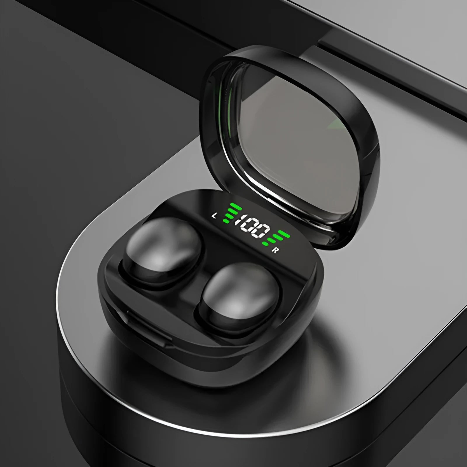 Mini13x Bluetooth headset with digital display, plastic in-ear design, black colour