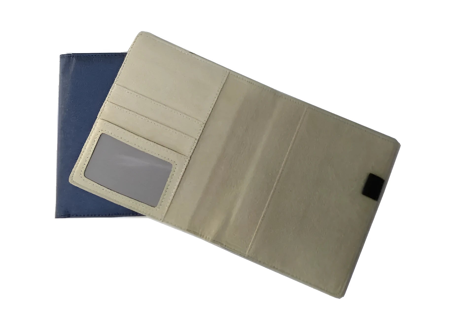 Blue imitation leather PU notebook shell for A5 refills measuring 18.5 by 15.5 centimetres