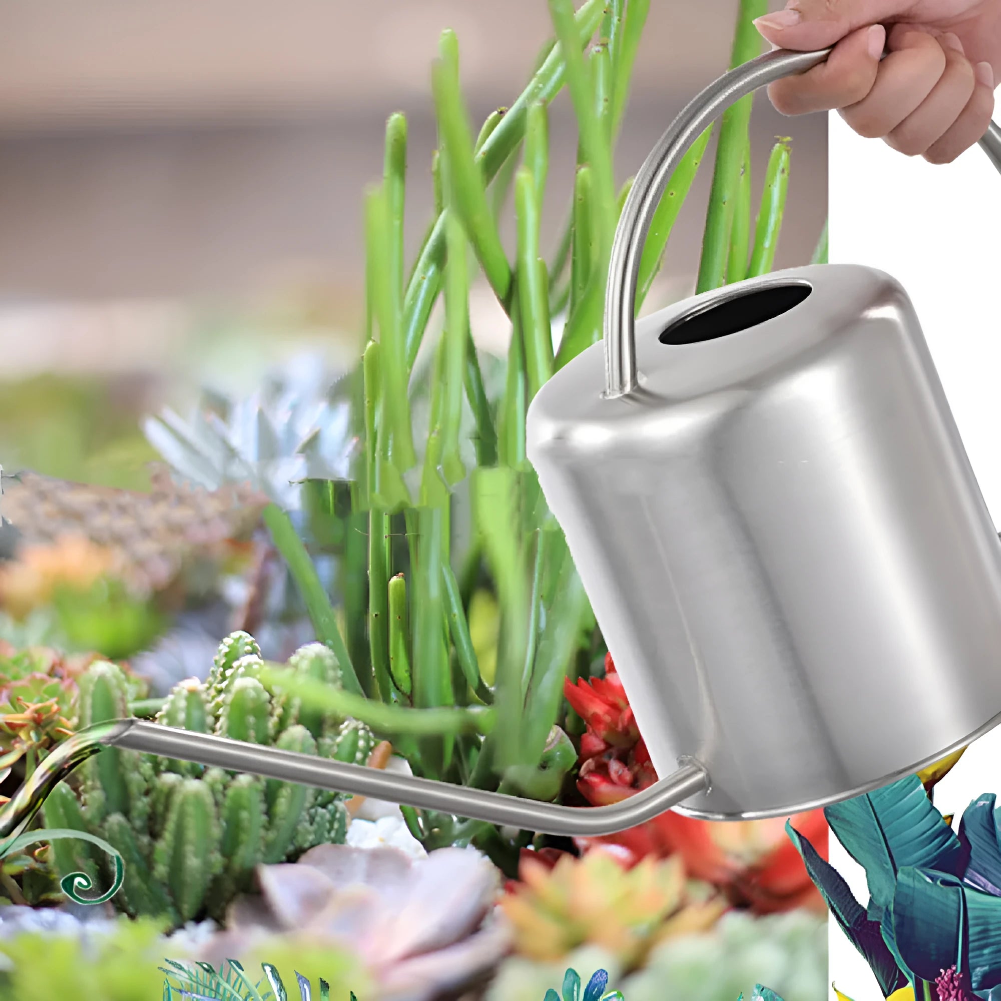 Stainless steel 2 litre watering pot with long spout for garden watering