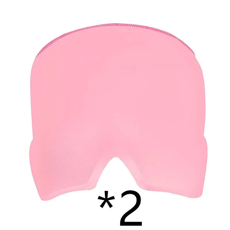 Black elastic cloth gel eye mask for headache relief measuring 22cm by 17cm
