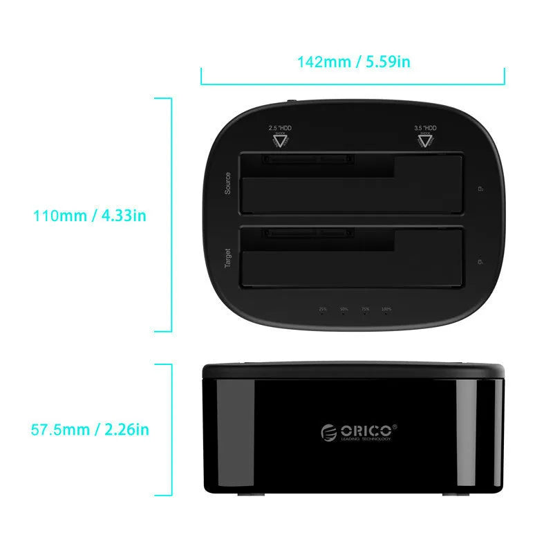 Black 3.5-inch hard disk box holder with ABS enclosure for offline copy