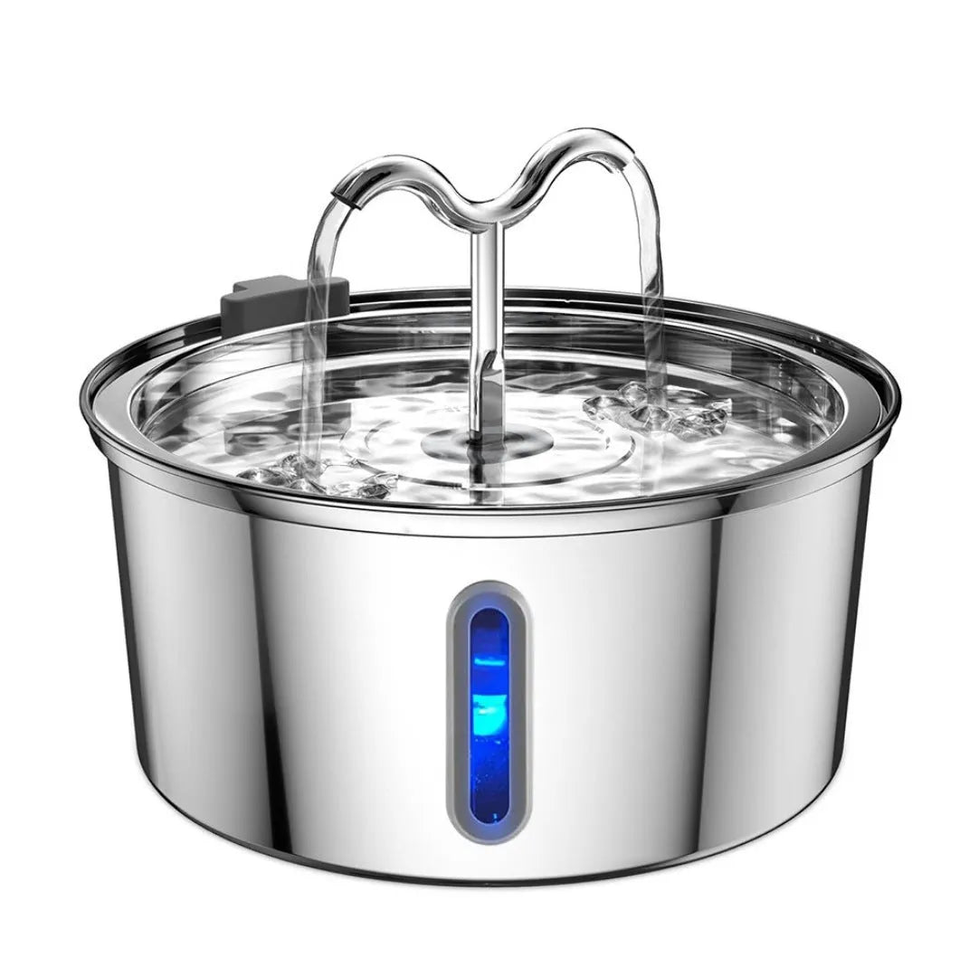 All stainless steel pet water dispenser round runway type large capacity for cats and dogs