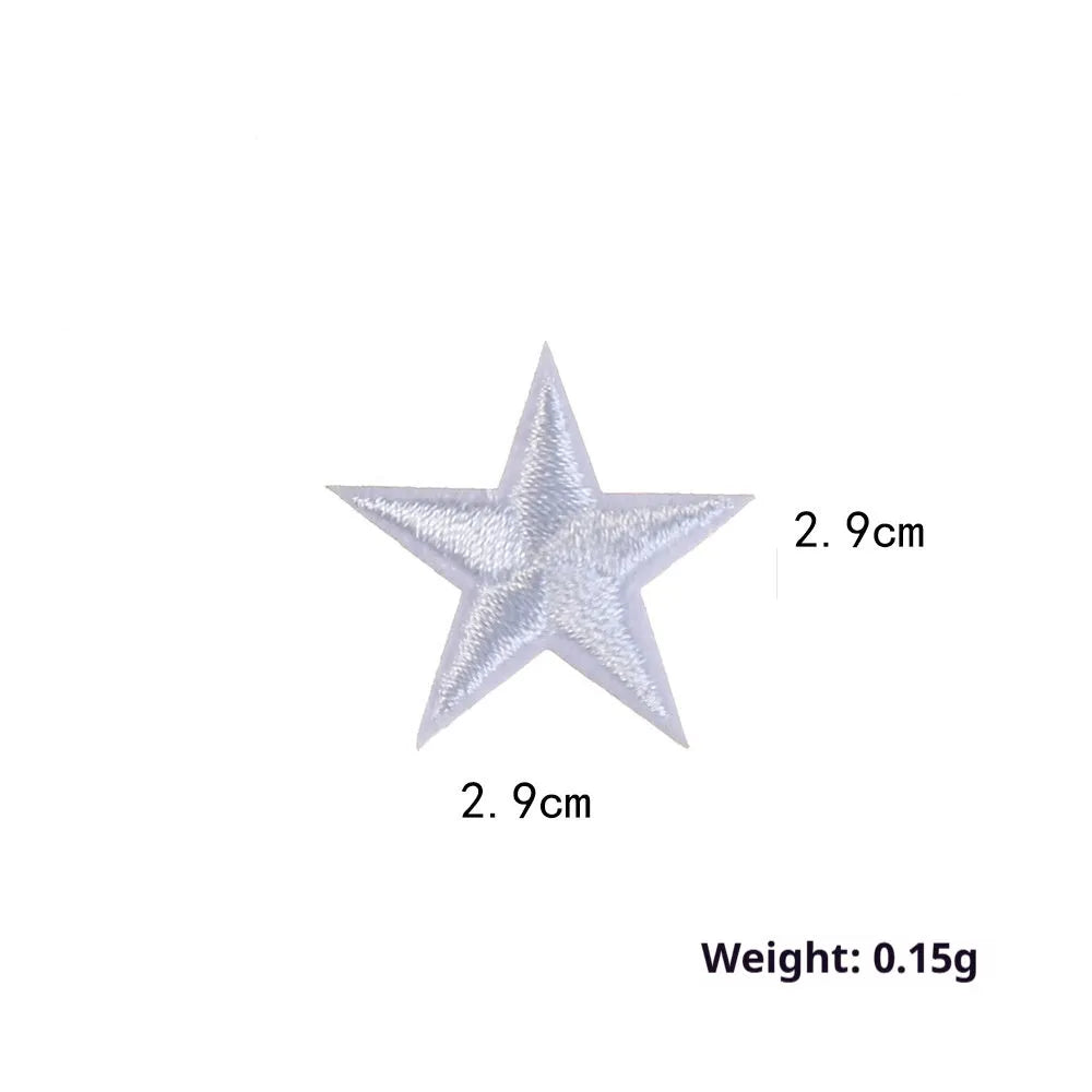 Colourful embroidered five-pointed star cloth stickers for DIY fabric decoration