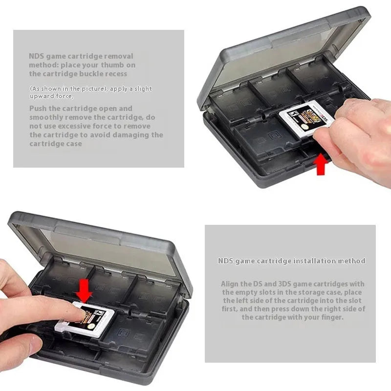 NDS 3DS 28-in-1 Game Card Storage Box in PP case with compact dimensions