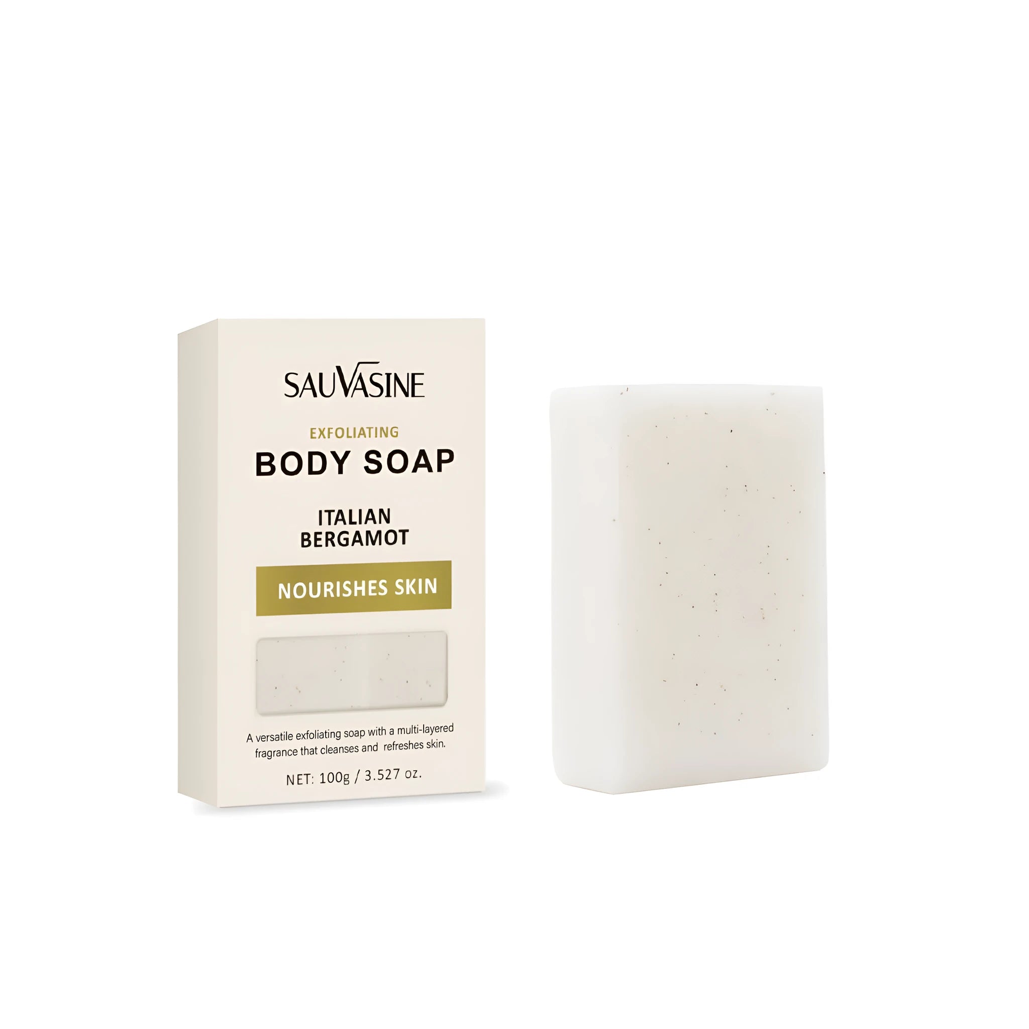 Exfoliating body soap bar for adult bathing with moisturising properties