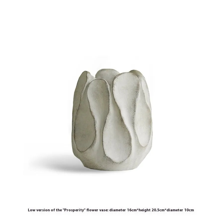 Ceramic irregular art vase for flower arrangements in low or high style magnesium clay construction