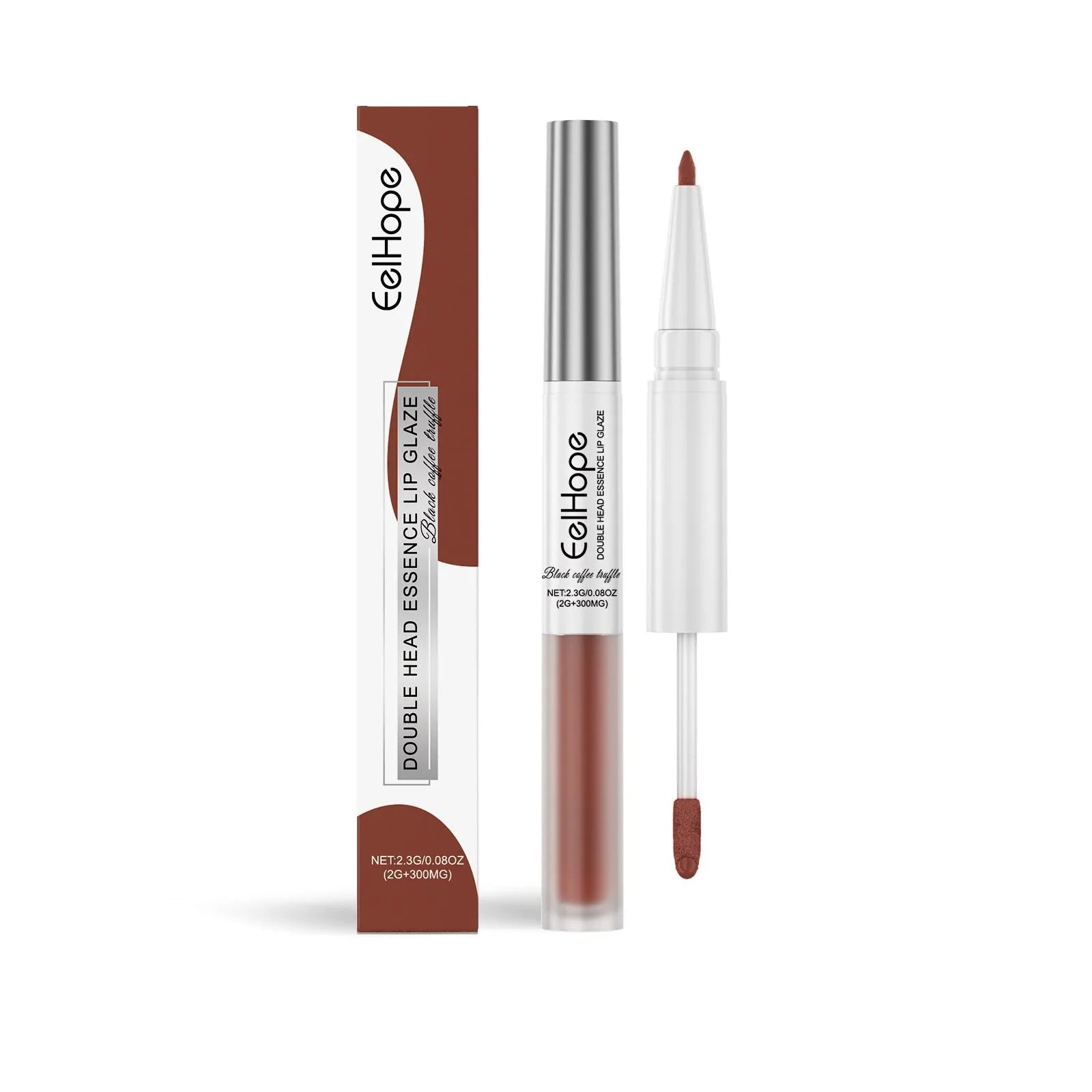 Dual-ended lip liner and matte lip lacquer pen in export packaging