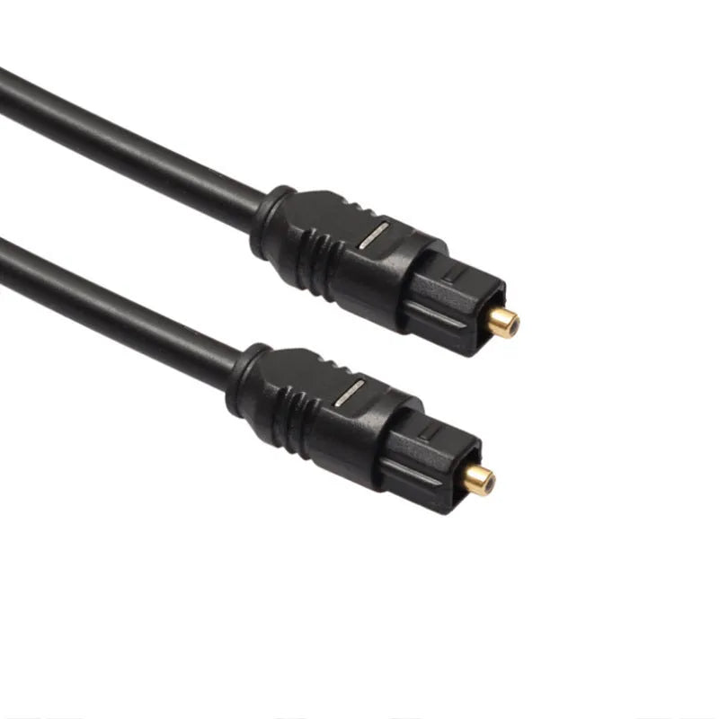 Black Toslink optical audio cable with square connectors, 2 metres long