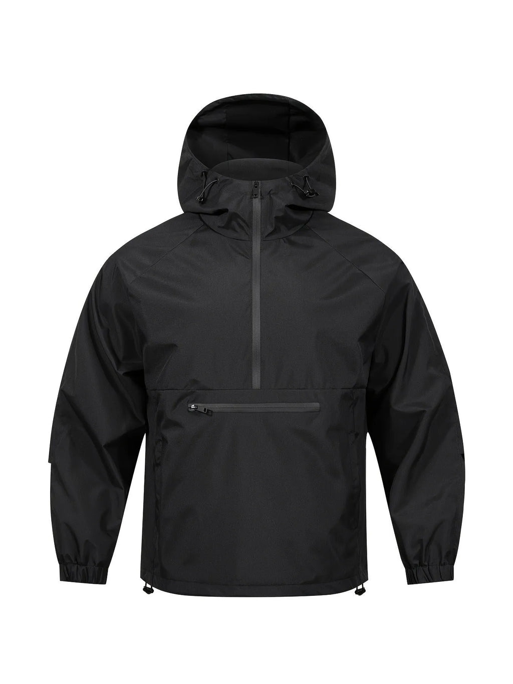 Men's Korean-style corduroy half-zip hooded jacket in light grey colour showing loose fit and hood detail