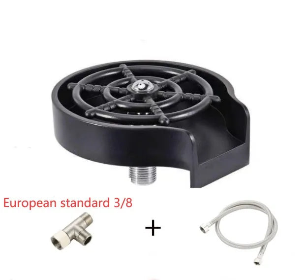 Black stainless steel automatic glass washer with copper hose and ABS plastic base