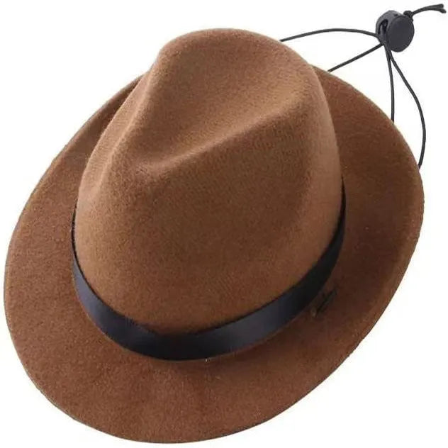 Handmade felt pet sun hat for small dogs and cats in denim style with hairpin