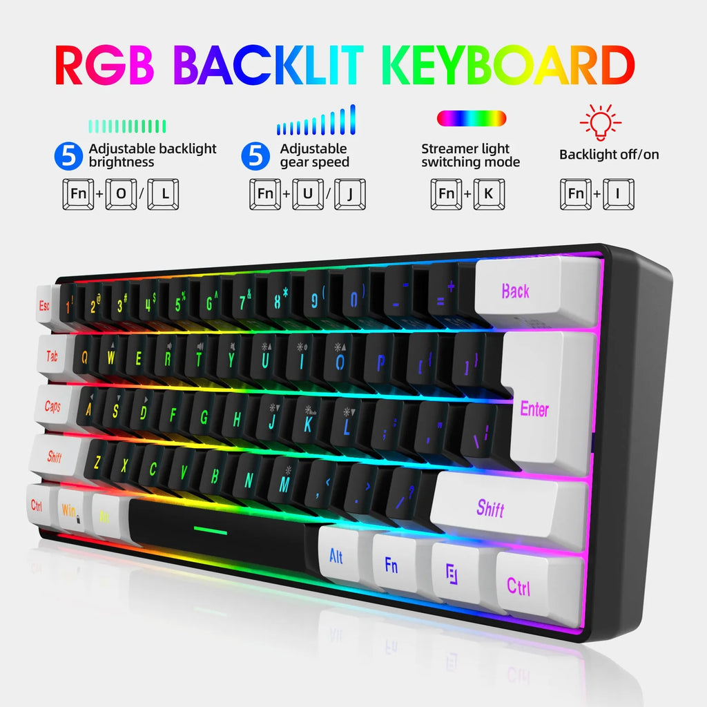 V700WB A869 white and black gaming keyboard and mouse set with colour backlight on desk