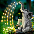 Resin elephant garden sculpture with LED light strip for outdoor decoration
