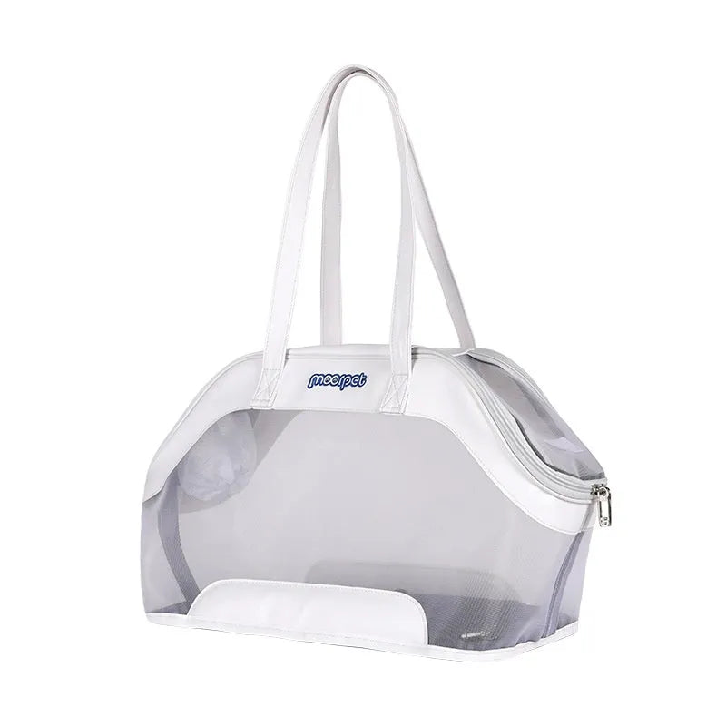 MOORPET leather cat outing bag in solid colour with 25L capacity