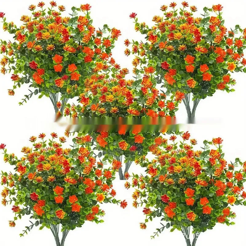 Plastic artificial eucalyptus camellia bouquet in mixed colours for wedding decor and photography props