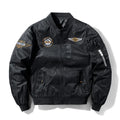 Men's flight suit pilot baseball jacket in army green with zipper pockets, front view