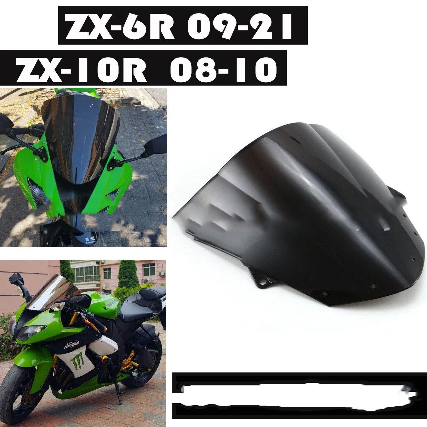 Blue tint motorcycle windscreen for Kawasaki ZX-6R and ZX-10R sport bikes