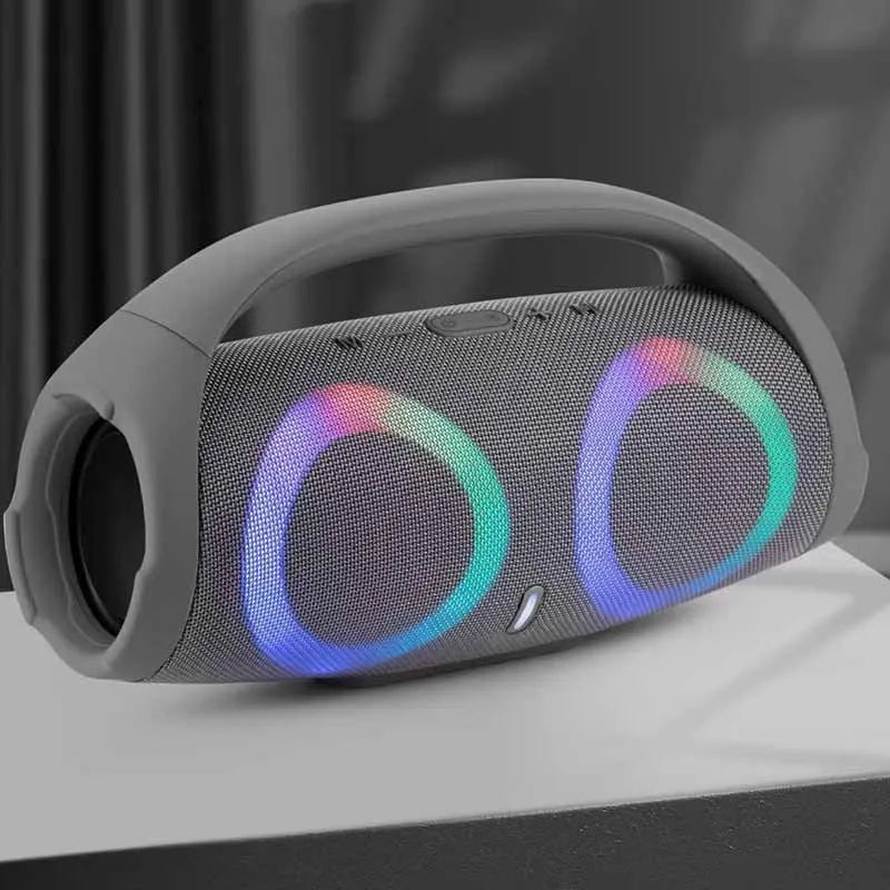 War Drum three-generation Bluetooth speaker with RGB coloured lights in black, designed for outdoor portable use