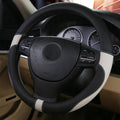 Green leather steering wheel cover for sedan with 38cm diameter on a car steering wheel