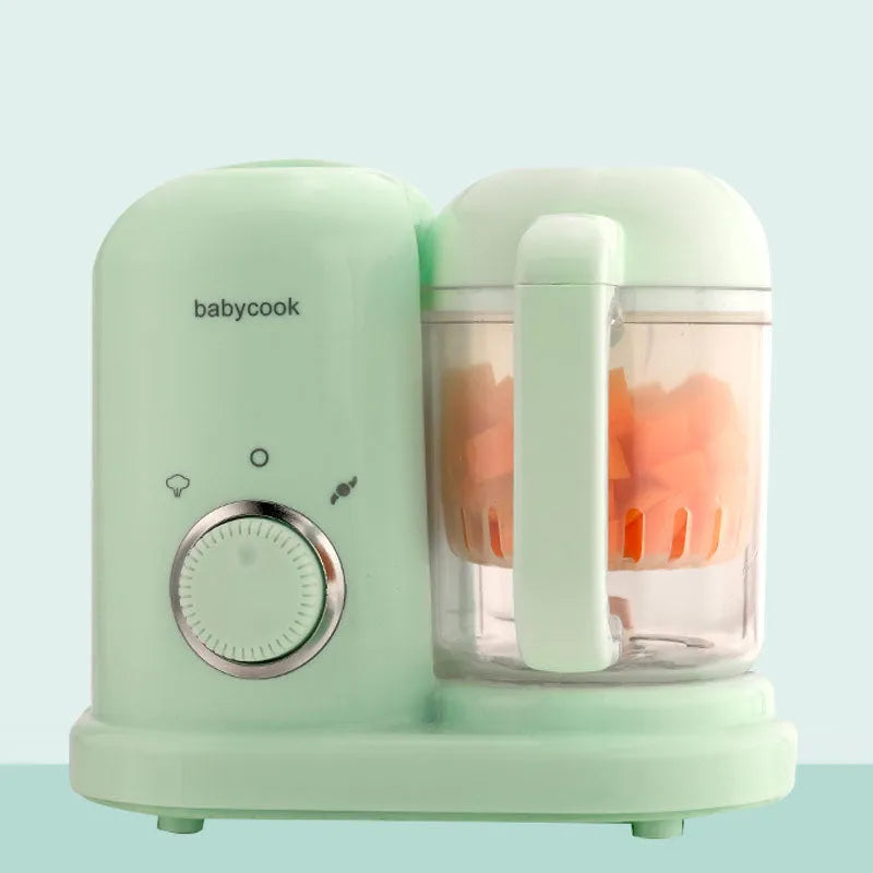 Green baby food processor steamer blender with double mixing blades and 10 litre capacity