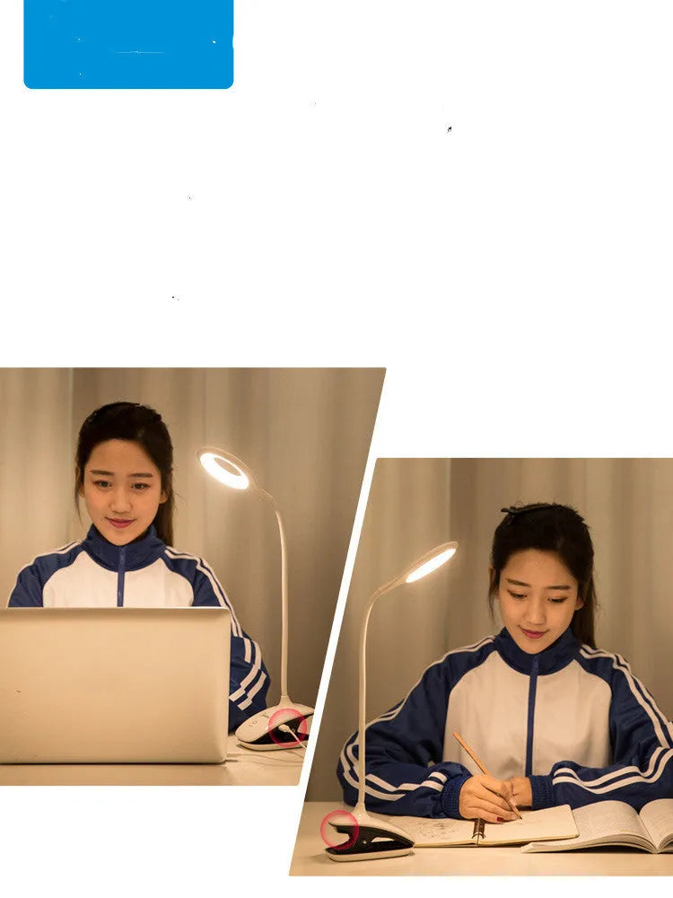 Green USB rechargeable table lamp with touch switch on wooden desk