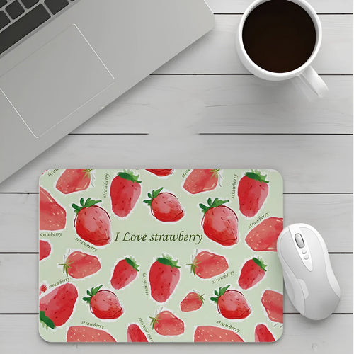 Custom cartoon mouse pad with thickening, showing example artwork on non-slip rubber and cloth base.
