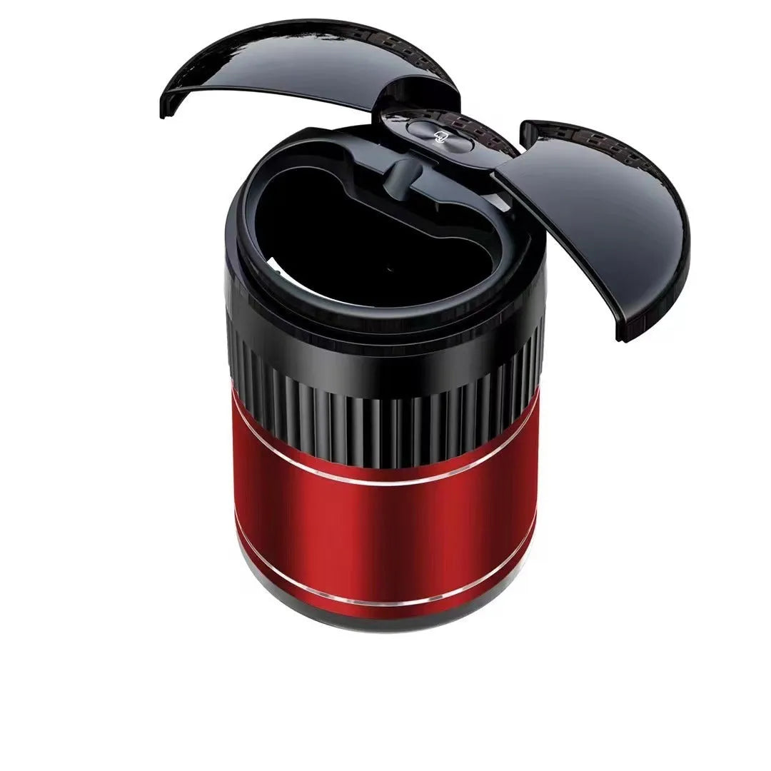 Metal car ashtray with automatic sensing technology and lid for vehicle use