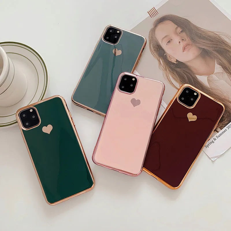 Solid colour TPU back cover phone case for iPhone, shown in Blue, Claret, Pink, and Green colour options.