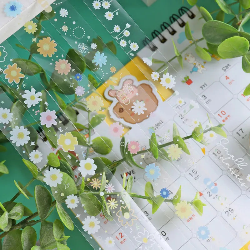 Five rolls of transparent decorative adhesive tape in Midsummer Daisy colour for diary decoration