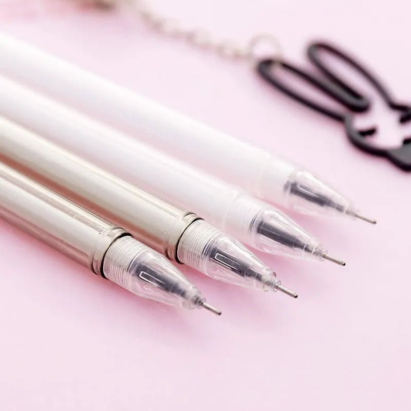 Paper crane rabbit pendant gel pen with 0.38mm tip measuring 17cm in black or white designs