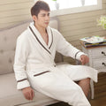 Flannel couple nightgown hotel bathrobe in wine red colour, loose fit unisex design