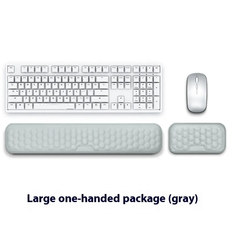 Memory foam computer wrist rest with silicone base in grey cloth cover style