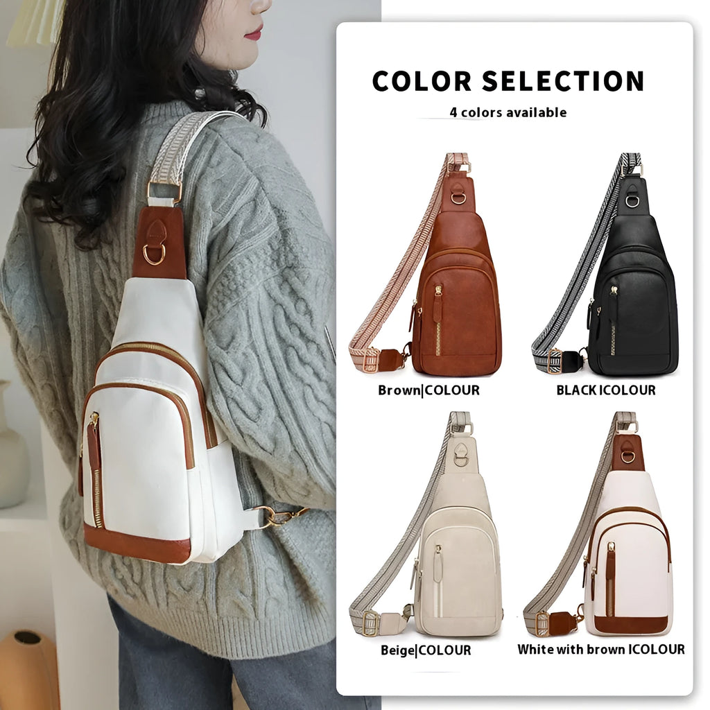 Women's soft PU leather crossbody messenger bag in street-trend style with zipper compartments