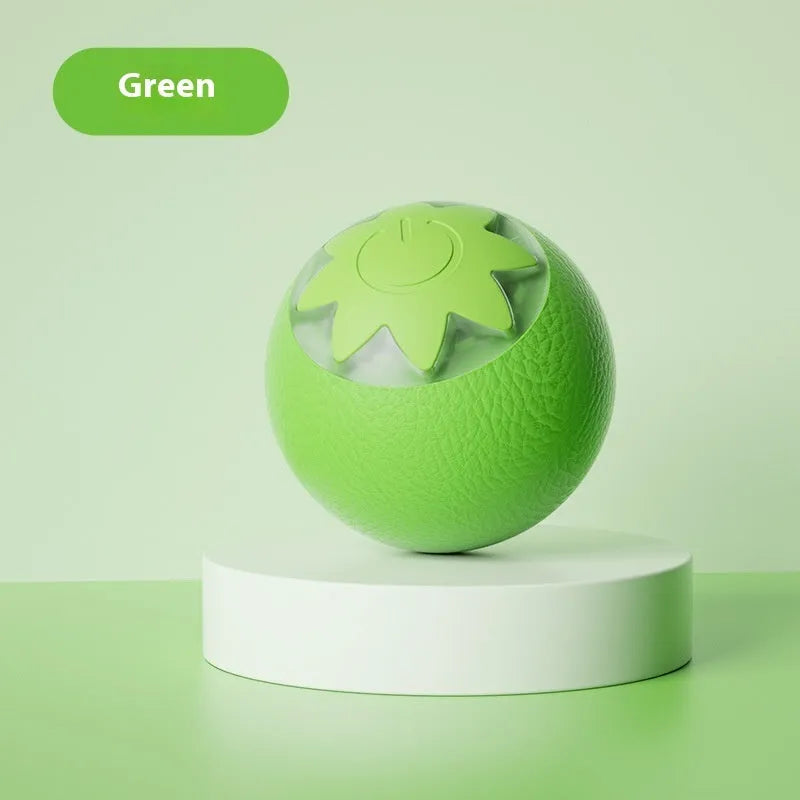 Self-Hi Relieving Stuffy Electric Cat Toy, strawberry cat rolling ball in green colour
