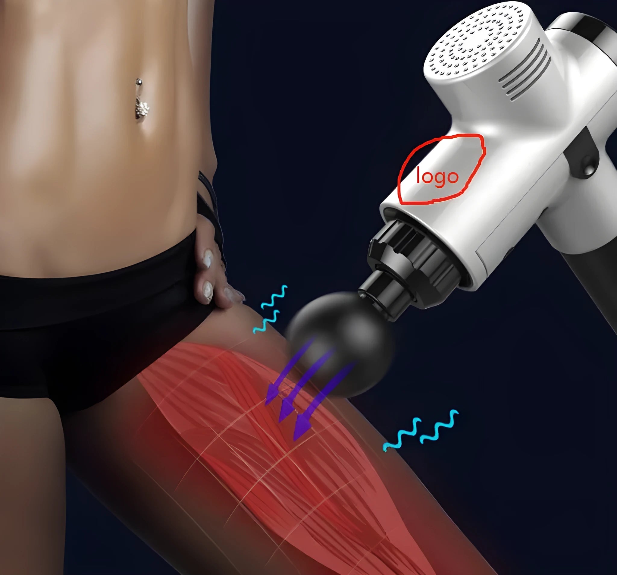 Relax Tissue Deep Muscle Massage Gun with 4 massage heads and LED display, 1.5kg, available in Black, Fibre, Red, and White